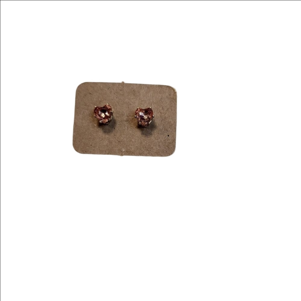 Pink Crystal Heart Shaped Post Earrings